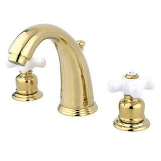 English Country Widespread Bathroom Faucet in Polished Brass