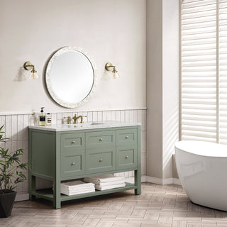 48 Inch Breckenridge Freestanding Vanity in Smokey Celadon / White Zeus Top
