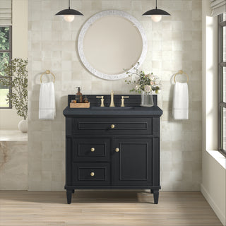 36 Inch Lorelai Freestanding Vanity in Black Onyx / Charcoal Soapstone Top