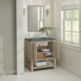 30 Inch Breckenridge Freestanding Vanity in Whitewashed Oak / Parisien Bleu Top