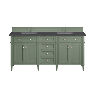 72 Inch Brittany Freestanding Vanity in Smokey Celadon / Charcoal Soapstone Top