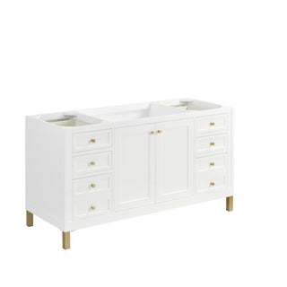 60 Inch Chicago Freestanding Vanity in Glossy White / White Zeus Top