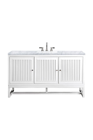 60 Inch Athens Dual Mount Vanity in Glossy White / Carrara White Top
