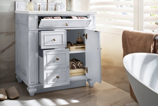 30 Inch Bristol Freestanding Vanity in Bright White / White Zeus Top