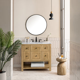 36 Inch Breckenridge Freestanding Vanity in Light Natural Oak / Carrara White Top
