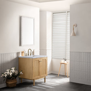 30 Inch Laurent Dual Mount Vanity in Light Natural Oak / Carrara White Top