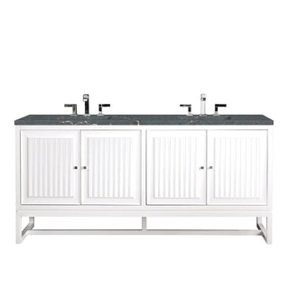 72 Inch Athens Dual Mount Vanity in Glossy White / Parisien Bleu Top