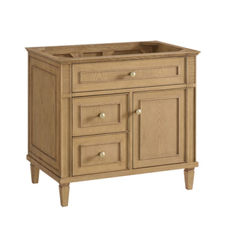 36 Inch Lorelai Freestanding Vanity in Light Natural Oak / White Zeus Top