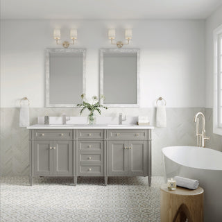 72 Inch Brittany Freestanding Vanity in Urban Gray / White Zeus Top
