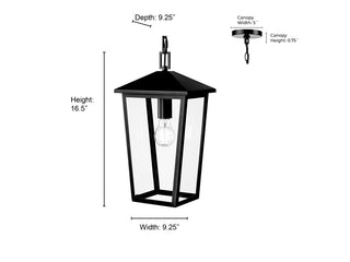 Munger 9.25" Wide 1-Light Outdoor Hanging Pendant - Powder Coated Black