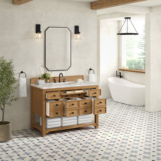 48 Inch Malibu Freestanding Vanity in Amber Birch / Carrara White Top