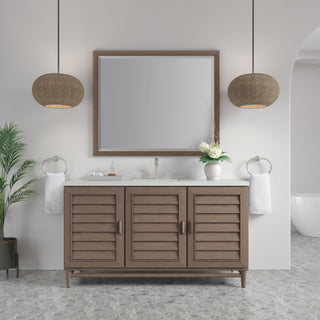 60 Inch Portland Freestanding Vanity in Whitewashed Walnut / Lime Delight Top