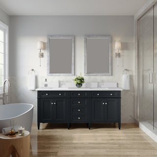 72 Inch Brittany Freestanding Vanity in Black Onyx / White Zeus Top