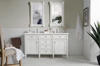 60 Inch Brittany Freestanding Vanity in Bright White / Ethereal Noctis Top