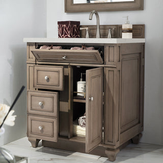 30 Inch Bristol Freestanding Vanity in Whitewashed Walnut / Lime Delight Top