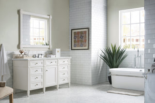 60 Inch Brittany Freestanding Vanity in Bright White / Ethereal Noctis Top