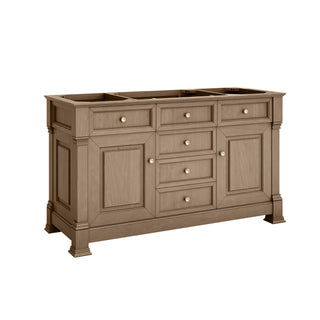 60 Inch Brookfield Freestanding Vanity in Pecan / Ethereal Noctis Top