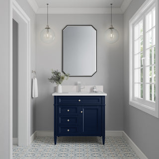 36 Inch Brittany Freestanding Vanity in Victory Blue / White Zeus Top