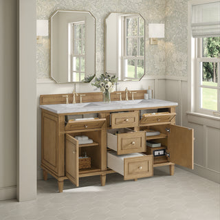 60 Inch Lorelai Freestanding Vanity in Light Natural Oak / Victorian Silver Top