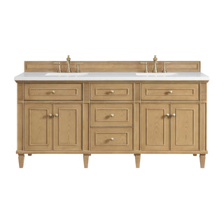 72 Inch Lorelai Freestanding Vanity in Light Natural Oak / White Zeus Top