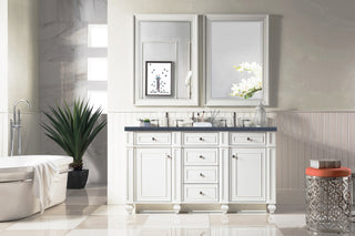 60 Inch Bristol Freestanding Vanity in Bright White / Charcoal Soapstone Top