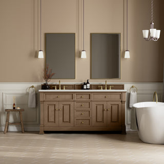 72 Inch Brookfield Freestanding Vanity in Pecan / Lime Delight Top