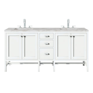 72 Inch Addison Freestanding Vanity in Glossy White / Victorian Silver Top