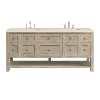 72 Inch Breckenridge Freestanding Vanity in Whitewashed Oak / Eternal Marfil Top