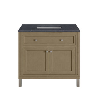 36 Inch Chicago Freestanding Vanity in Walnut Whisper / Charcoal Soapstone Top