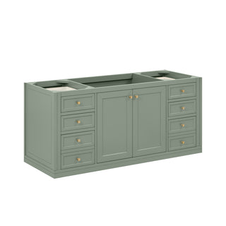 60 Inch Chicago Freestanding Vanity in Smokey Celadon / Victorian Silver Top