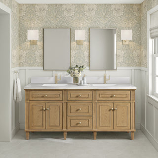 72 Inch Lorelai Freestanding Vanity in Light Natural Oak / White Zeus Top