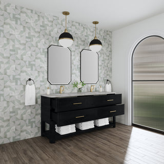 72 Inch Lucian Freestanding Vanity in Carbon Oak / Victorian Silver Top