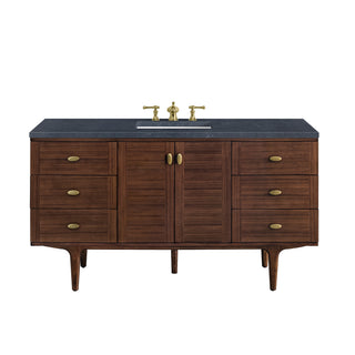 60 Inch Amberly Dual Mount Vanity in Mid-Century Walnut / Charcoal Soapstone Top