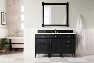 60 Inch Brittany Freestanding Vanity in Black Onyx / Eternal Marfil Top