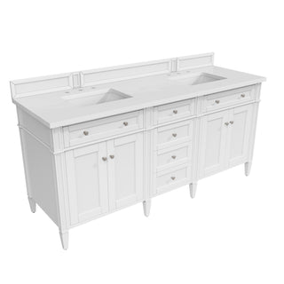 72 Inch Brittany Freestanding Vanity in Bright White / White Zeus Top