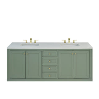 72 Inch Chicago Freestanding Vanity in Smokey Celadon / White Zeus Top