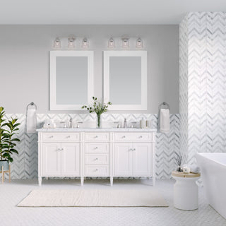 60 Inch Brittany Freestanding Vanity in Bright White / White Zeus Top