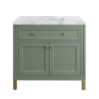36 Inch Chicago Freestanding Vanity in Smokey Celadon / Carrara White Top