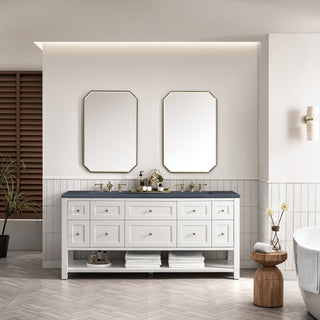 72 Inch Breckenridge Freestanding Vanity in Bright White / Charcoal Soapstone Top