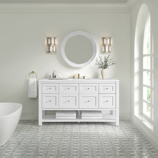 60 Inch Breckenridge Freestanding Vanity in Bright White / White Zeus Top