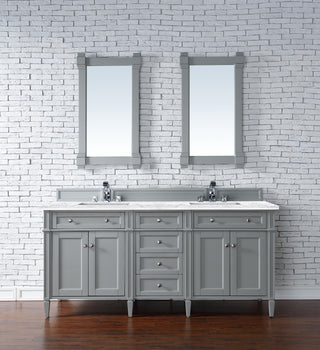 72 Inch Brittany Freestanding Vanity in Urban Gray / Arctic Fall Solid Surface Top