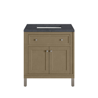 30 Inch Chicago Freestanding Vanity in Walnut Whisper / Charcoal Soapstone Top