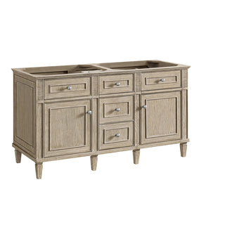 60 Inch Lorelai Freestanding Vanity in Whitewashed Oak / White Zeus Top