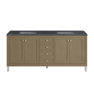 72 Inch Chicago Freestanding Vanity in Walnut Whisper / Charcoal Soapstone Top