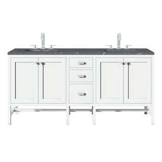 72 Inch Addison Freestanding Vanity in Glossy White / Parisien Bleu Top