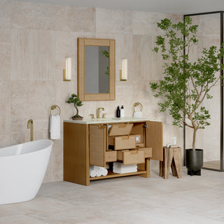 48 Inch Solene Freestanding Vanity in Seaside Oak / Victorian Silver Top