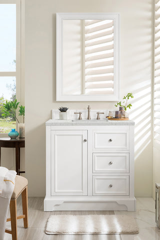 37.25 Inch De Soto Freestanding Vanity in Bright White / Eternal Jasmine Pearl Top