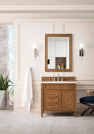 36 Inch Brittany Freestanding Vanity in Saddle Brown / White Zeus Top