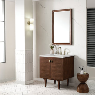 30 Inch Amberly Dual Mount Vanity in Mid-Century Walnut / Lime Delight Top