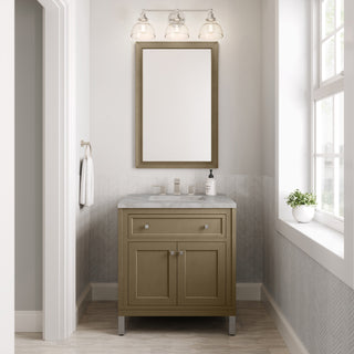30 Inch Chicago Freestanding Vanity in Walnut Whisper / Victorian Silver Top